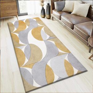 Ivy Bronx 100% Polypropylene Modren Kenzo Design Area Rug For Hallway/Living Area Ocher Rectangle 60 x 110cm Image