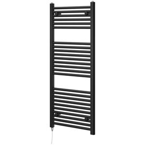 White Stone Vertical Straight Towel Rail Matte Black 120cm H X 50cm W X 3cm D Image