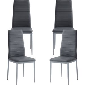 Latitude Run Dining Chair Set Of 4, Upholstered Leather Kitchen Chairs With High Back & Metal Legs For Dining, Kitchen, Living Room Dark Grey 96cm H X 41cm W Image