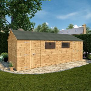 Mercia Garden Products Mercia 20 x 10ft Premium Shiplap Reverse Apex Workshop Brown 606cm W X 323cm D X 250cm H Image