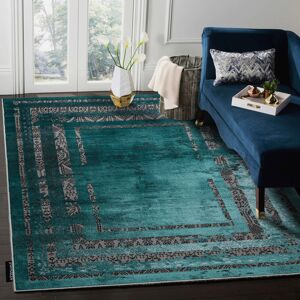 Carpets Luszczow Modern de Luxe rug for the living room, bedroom, vintage frame - textured green / anthracite Rectangle 160 x 220cm Image