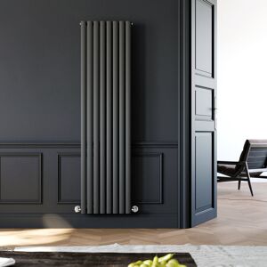 Belfry Heating Tyra Vertical Oval Panel Radiator Anthracite 180cm H x 48cm W x 5.8cm D Image