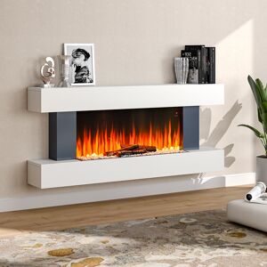 Wade Logan Adur 132Cm W Wifi Control Wall Mounted/Freestanding Fireplace with Remote White;Black 58cm H X 132cm W X 21cm D Image