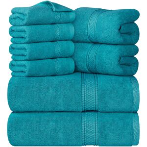Ebern Designs Everarda 8 Piece Bath Towels Multi-Size Set Turquoise Washcloth;Hand Towel;Bath Towel Image