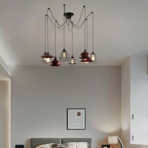 Rio 8 - Light Cluster Dome Pendant Black;Rustic Red 220cm H X 20cm W X 20cm D Image
