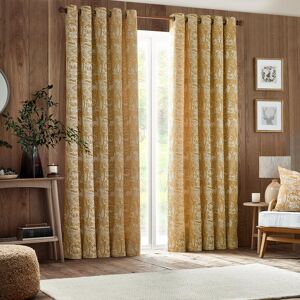 furn. Polyester Room Darkening Curtain Pair Yellow 117cm Width x 183cm Drop Image