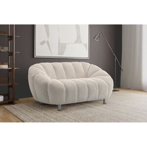 Canora Grey Mitesh Upholstered Sofa White Teddy Boucle 70cm H x 158cm W x 90cm D/2 Image