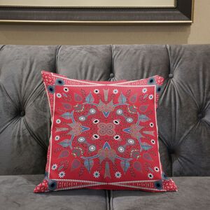 AmritaSen Floral Square Cushion With Filling Red/Grey/Blue 51cm H x 51cm W Image
