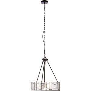 Ebern Designs Mundelein 3 - Light Drum Pendant Black/Silver 51cm H X 46cm W X 46cm D Image