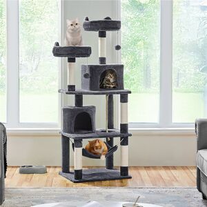Yaheetech 158cm H Multi Level Cat Tree Dark Grey 158cm H X 61cm W X 49cm D Image