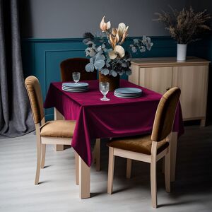 Lilijan Home & Curtain Matte Velvet Square Tablecloth Raspberry Red 132cm W x 305cm L Image