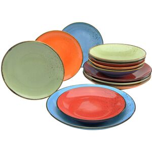 Creatable 12-Piece Nature Collection Stoneware Crockery Set For 4 People Red/Blue 12 Image