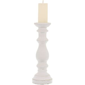Fleur De Lis Living Matt White Ceramic Column Candle Holder White 45cm H x 16cm W x 16cm D Image
