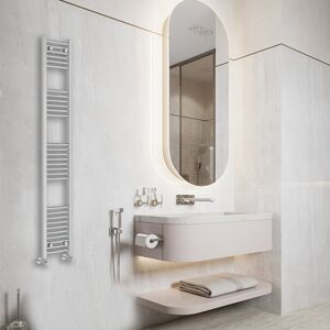 Belfry Heating Cano Curved Heated Towel Rail Radiator Bathroom Ladder Warmer Chrome 180cm H x 30cm W x 3.4cm D Image