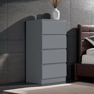 Zipcode Design Carlton 4 Drawer Tallboy Chest Of Drawers. 40cm Wide. Matt Finish. Scratch Resistant. Modern No Handle Design. Grey 99cm H X 40cm W X 40cm D Image