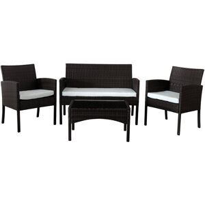 Mistana Schmier Gaubert Rattan 4 Seater Corner Sofa Set with Cushions Black 4 Image