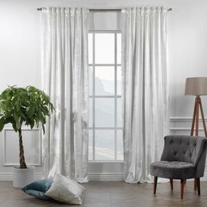 Lilijan Home & Curtain Blackout Thermal with Liner Extra Long & Extra Wide Shiny Velvet Decorative Curtain Panel White 140cm Width x 225cm Drop Image