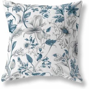 AmritaSen Garden Grace Gala Indoor/Outdoor Floral Square Cushion With Filling Blue/White 41cm H x 41cm W Image