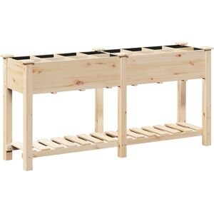 Gracie Oaks Garden Planter With Grids 76 Cm Solid Wood Fir Cream 76.5cm x 161.5cm x 45cm Image