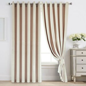 Canora Grey Reede Luxury Crushed Velvet Eyelet Curtains - Fully Lined, Heavy Plush Drapes Beige 228cm Width x 228cm Drop Image