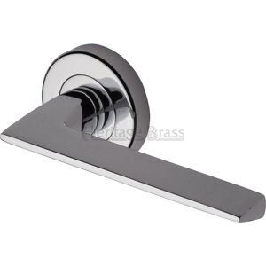 Heritage Brass Heritage Door Handle Lever Latch on Round Rose Pyramid Design Polished Chrome 5.3cm H X 12.5cm W Image
