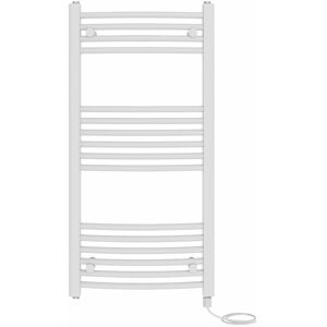 Belfry Bathroom Curved Prefilled Electric Heated Towel Rail White 100cm H x 50cm W x 5.2cm D Image