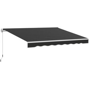 Outsunny 250cm W x 200cm D Polyester Cover Retractable Patio Awning Black 0cm H X 250cm W X 200cm D Image