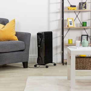 Zanussi 2000W Watt 6826 BTU BTU Electric Radiator Space Heater with Adjustable Thermostat Black 43cm H X 25cm W X 65cm D Image