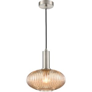 Fairmont Park Pendant satin nickel with smoked glass Satin Nickel/Brown 16.6cm H x 9.6cm W x 9.6cm D Image