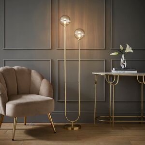 Heritage Hues Chessy Asymmetric Ribbed Glass Globe Gold Dual 2 Way Stem Floor Lamp Plated 153cm H X 32cm W X 23cm D Image