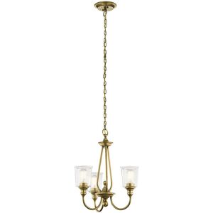 Marlow Home Co. Eide 3-Light Shaded Chandelier Natural Brass 59.1cm H X 56cm W X 56cm D Image