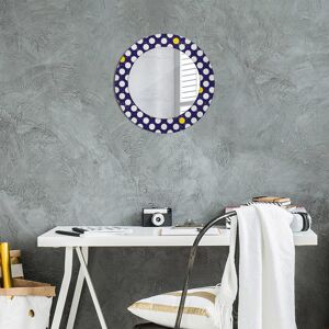 East Urban Home Huldar Round Glass Framed Wall Mounted Accent Mirror Navy Retro Dots 50cm H x 50cm W Image