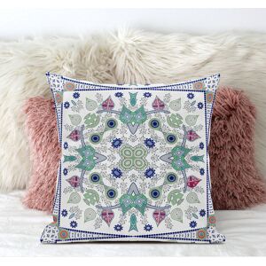 AmritaSen Floral Square Cushion With Filling Off White/Green 46cm H x 46cm W Image