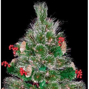 The Seasonal Aisle Fibre Optic Artificial Christmas Tree with Berries and Pine Cones 4ft H Image