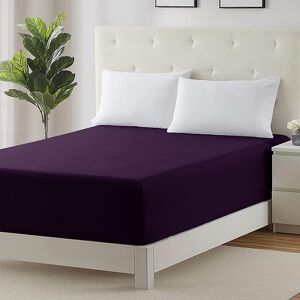 17 Stories Parizoda Plain Fitted Sheet Extra Deep Pocket 30Cm , Elastic Pocket Breathable Aubergine Super King (6') Image