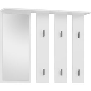 Alpen Home Novick Solid Wood 6 - Hook Wall Mounted Coat Rack with Mirror White 81.5cm H X 100cm W X 15cm D Image