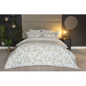 Belledorm Milena Cotton Duvet Cover Set Set White;Green King - 2 Standard Pillow Cases Image