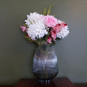 Leaf Artificial Chrysanthemum and Orchid Display Glass Vase Pink 60cm H X 40cm W X 40cm D Image