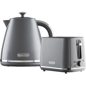 Daewoo Stirling 1.7L Plastic Electric Kettle and Toaster Set Grey 1.7L Image