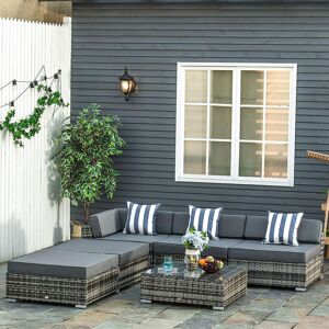 17 Stories Gennett 5 Seater Rattan Corner Sofa Set Grey 5 Image