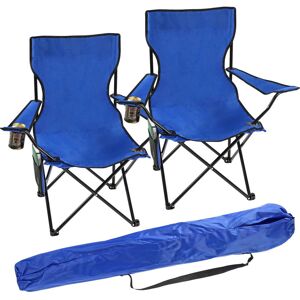 Dakota Fields Set Of 2 Portable Folding Camp Chairs – Lightweight With Cup Holder, Side Pocket, And Carry Bag – Ideal For Camping, Festivals, Garden, Fishing, Beach Blue 0cm W Image