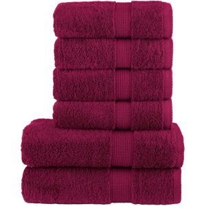 DEvidaxl Vidaxl 6 Piece Premium towel set Solund 600gsm Bordeaux Hand Towel;Bath Towel Image