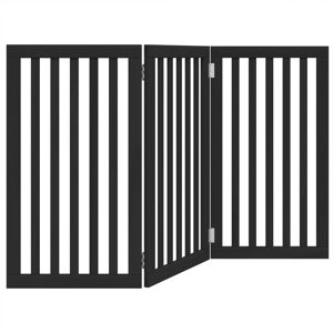 Archie & Oscar Dog Gate Foldable 3 Panels White 150 Cm Poplar Wood Black 90cm H x 150cm W x 2cm D Image