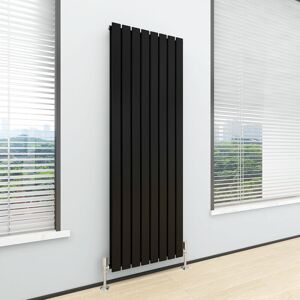 White Stone Horizontal Flat Panel Radiators Black 180cm H x 54.4cm W x 5.8cm D Image