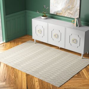 Etta Avenue Koa Handwoven Flatweave Silver/White Rug Silver Rectangle 120 x 170cm Image