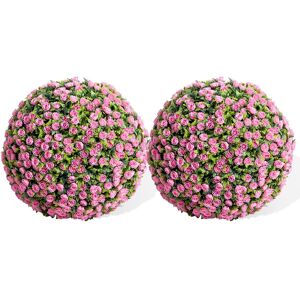 The Seasonal Aisle Topiary Balls Set of 2, Artificial Topiary Flower Balls for Home Decor Pink 40cm H x 40cm x W x 40cm D Image