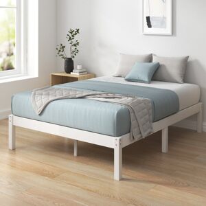 17 Stories Bitha Solid Bamboo & Wood Platform Bed Frame White Double (4'6) Image