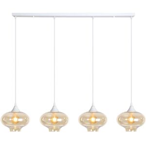 Ebern Designs Martelly 4 - Light Kitchen Island Globe Pendant White/Amber 130cm H X 100cm W X 8cm D Image