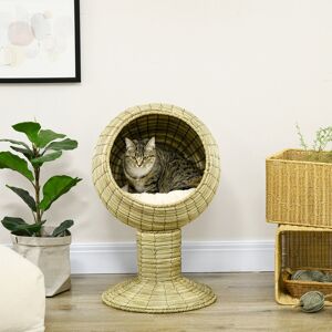 PawHut Round Cat Bed Yellow Extra Small (5-10lbs) Image
