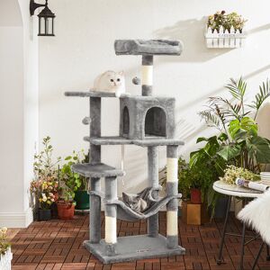 FEANDREA Cat Tree Light Grey 143cm H x 55cm W x 45cm D Image